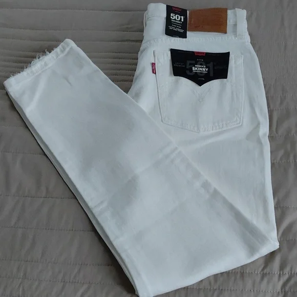 Levi's 501 High Rise Skinny In Cloud Over Sz 28 Nwt - Picture 10 of 15